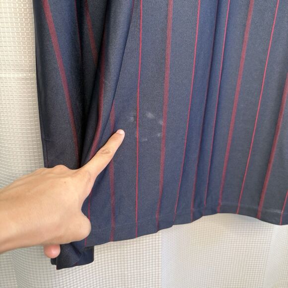 Vtg Yves Saint Laurent YSL 100% Silk Navy Red Stripe Polo Shirt Mens Approx. XXL - Picture 5 of 16